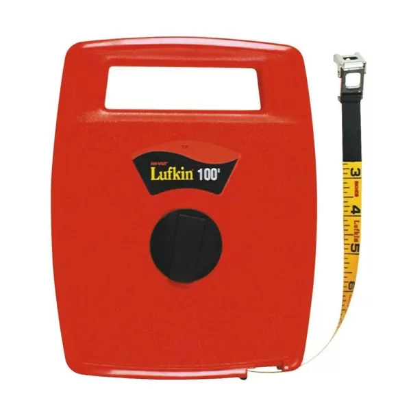 Lufkin 1/2 in. x 100 ft. Hi-Viz Orange Fiberglass Tape Measure